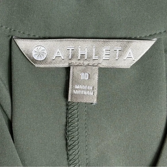 Athleta Sutton Romper Size 10 Green Lightweight Tie Waist Wrinkle Resistant - Picture 12 of 14